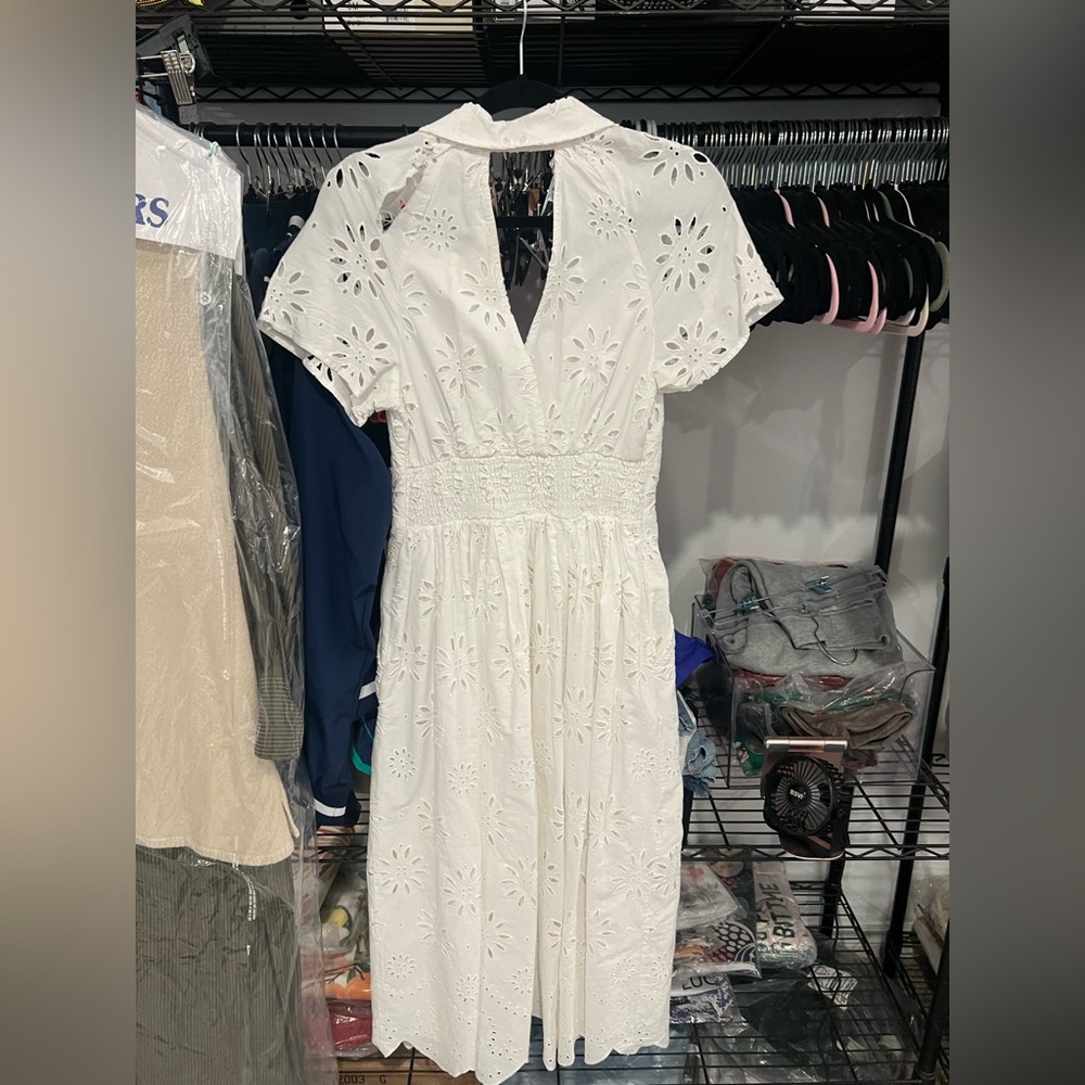 Anthropologie Eyelet Shirt Midi Dress, SMALL NWOT - Picture 9 of 10